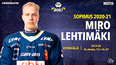Lisää maalintekovoimaa: Miro Lehtimäki jatkaa RoKissa - "Hän voi olla sarjan parhaimpia maalintekijöitä"
